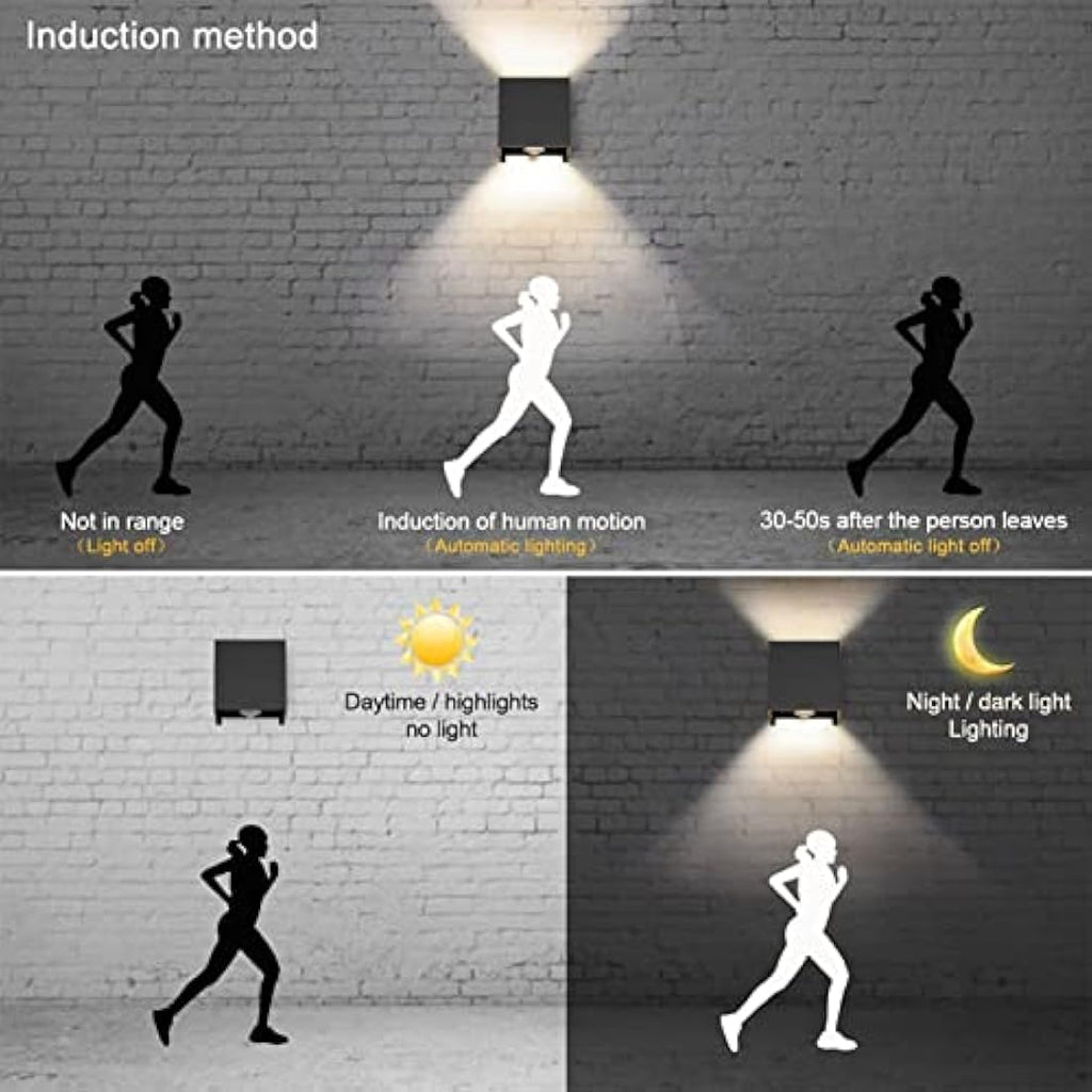 Klighten Outdoor Wall Light with Motion Sensor - IP54 Waterproof 2PCS