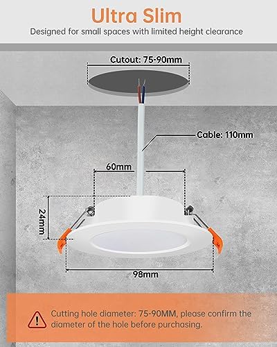 Tomosu Ultra Slim LED Downlights | 4000K IP44 Bathroom Spotlights | 20 Pack