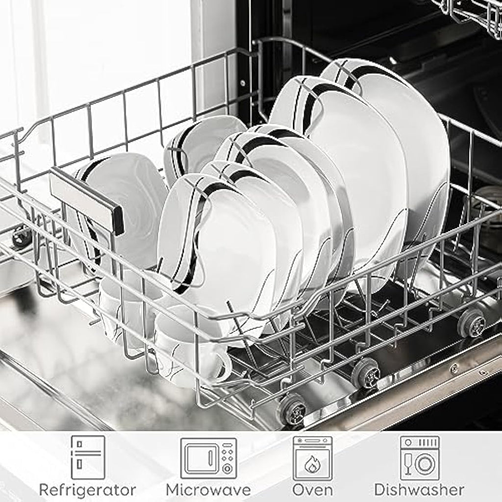 VEWEET Fiona 30-Piece Porcelain Dinnerware Set | Ivory White Service for 6