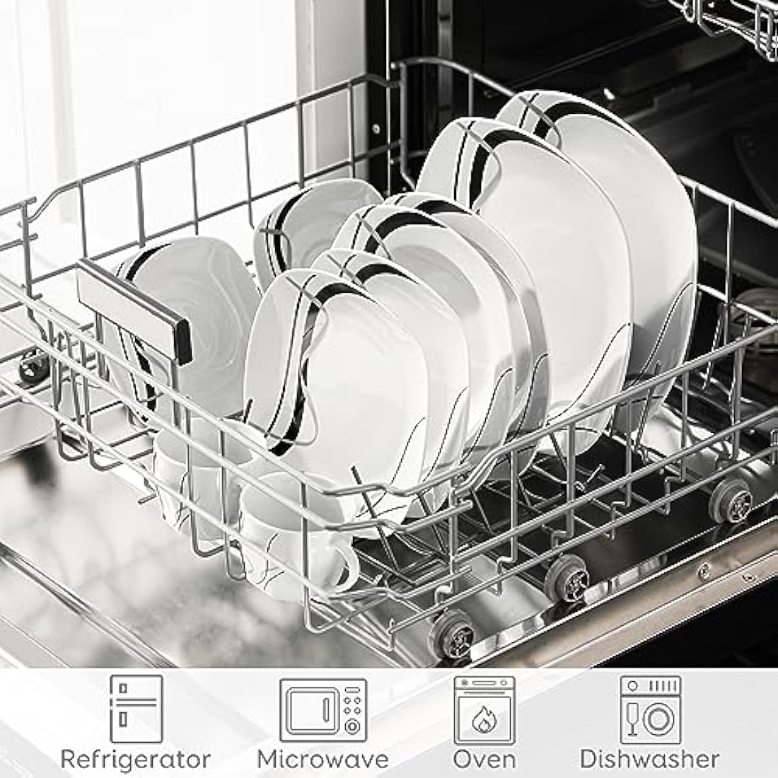 VEWEET Fiona 30-Piece Porcelain Dinnerware Set | Ivory White Service for 6