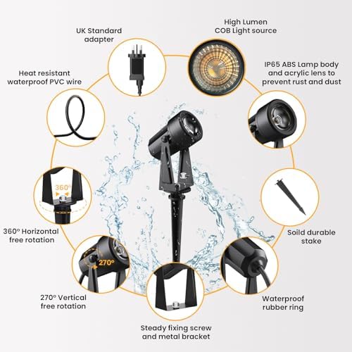 Svater 10-in-1 LED Garden Spotlights | 32m IP65 Waterproof Landscape Lights