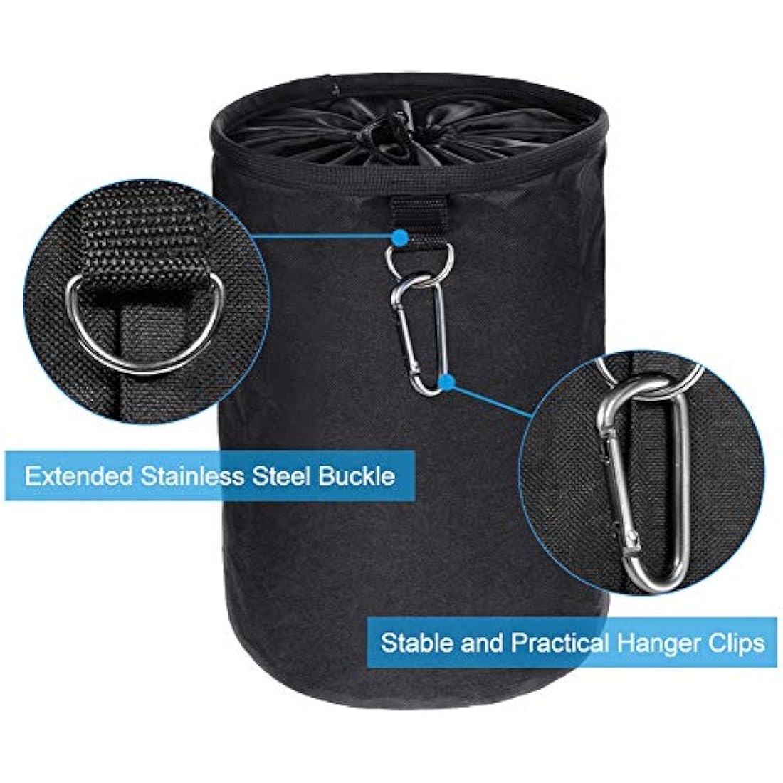Large Waterproof Peg Bag with 2 Hanger Clips – Black