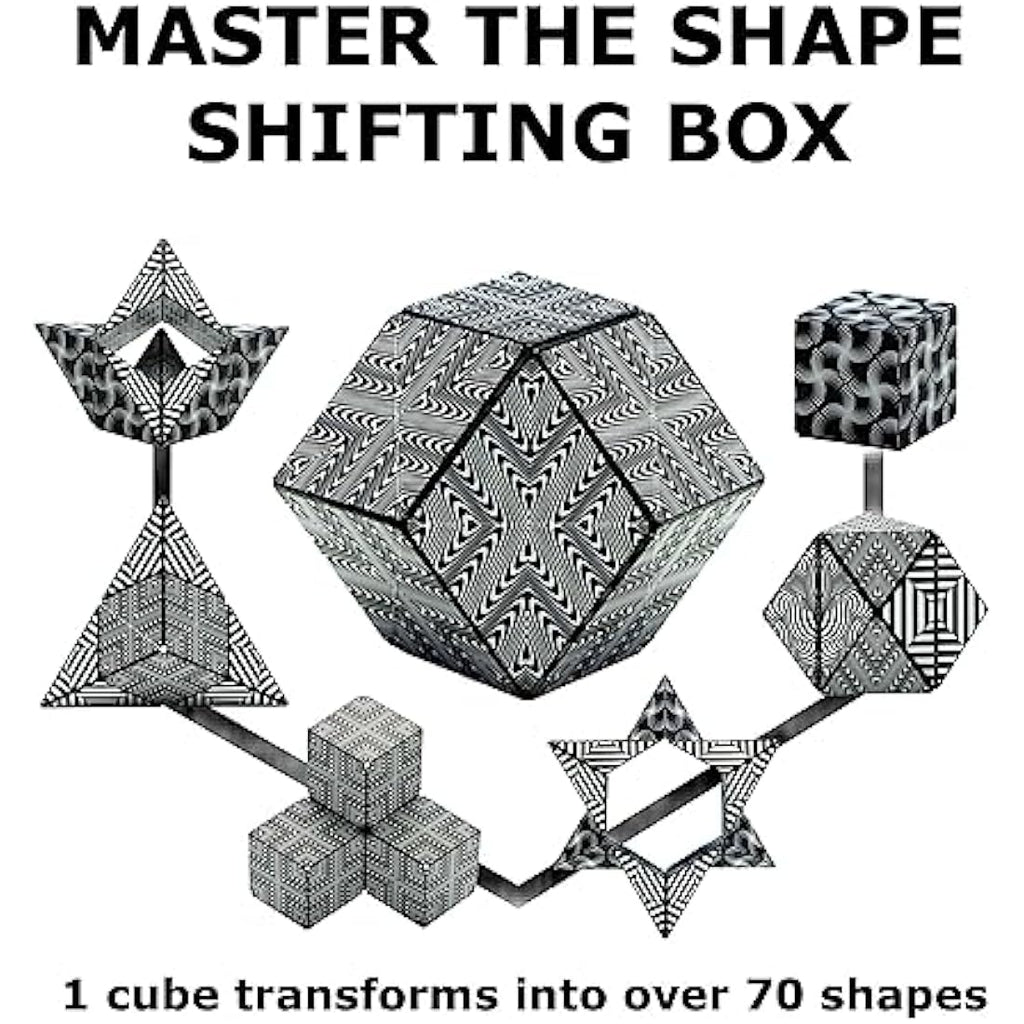 Shashibo Shape Shifting Box – Magnetic Fidget Cube Puzzle (Black & White)