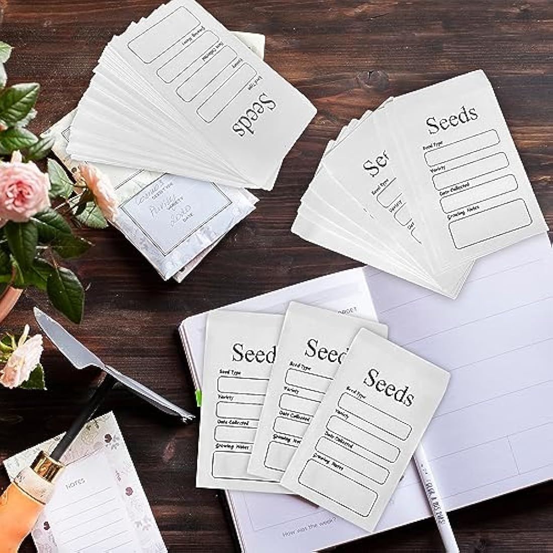 100Pcs White Seed Envelopes | Self-Adhesive Kraft Coin Packets