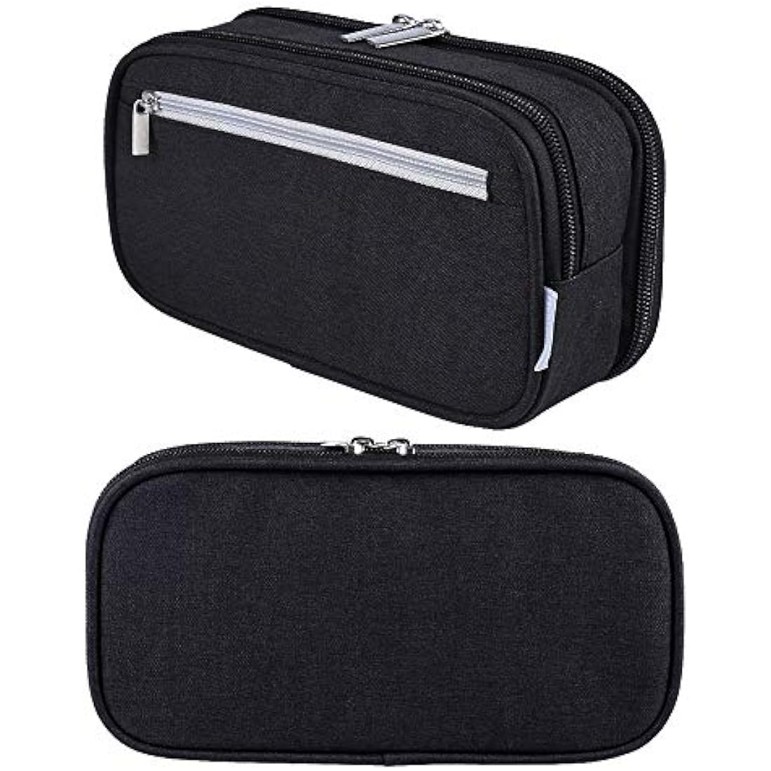 YONZONE Large Capacity Pencil Case | 3 Compartment Oxford Pen Pouch - Black