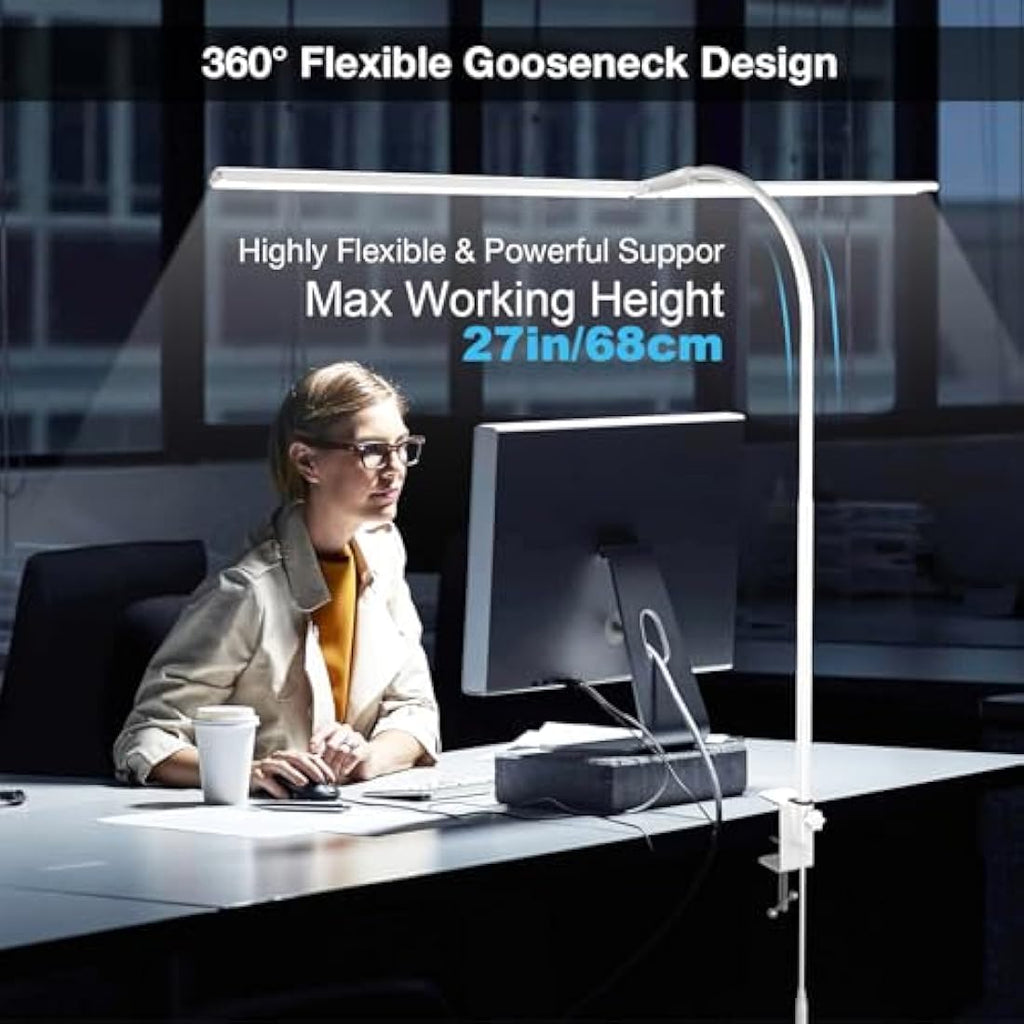 LED Desk Lamp – 80cm Double-Head Clamp Light with Gooseneck
