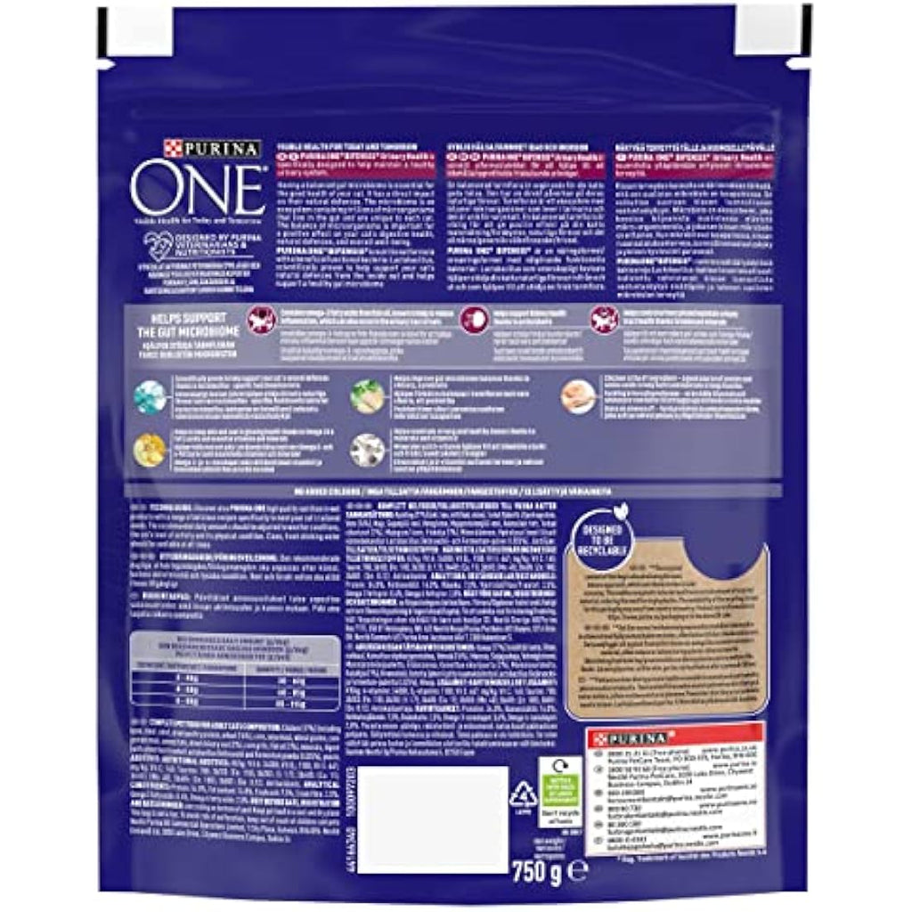Purina One Urinary Health Dry Cat Food - Chicken (4 x 750g Packs)
