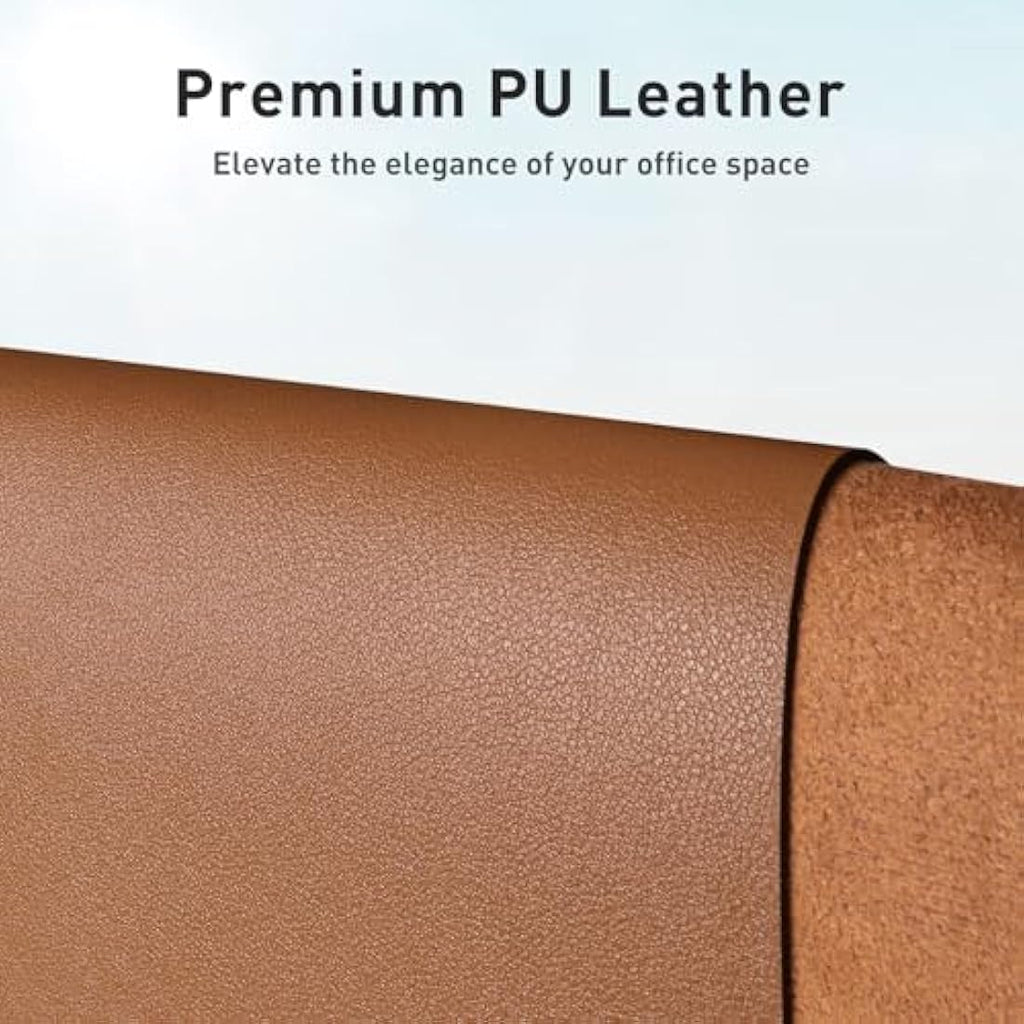 Leather Desk Pad – Non-Slip Waterproof Office Mat, Brown