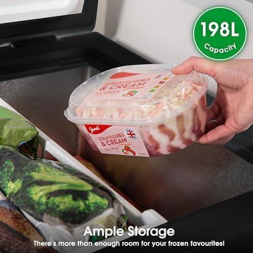 Abode 198L Chest Freezer – Black Freestanding Garage Freezer