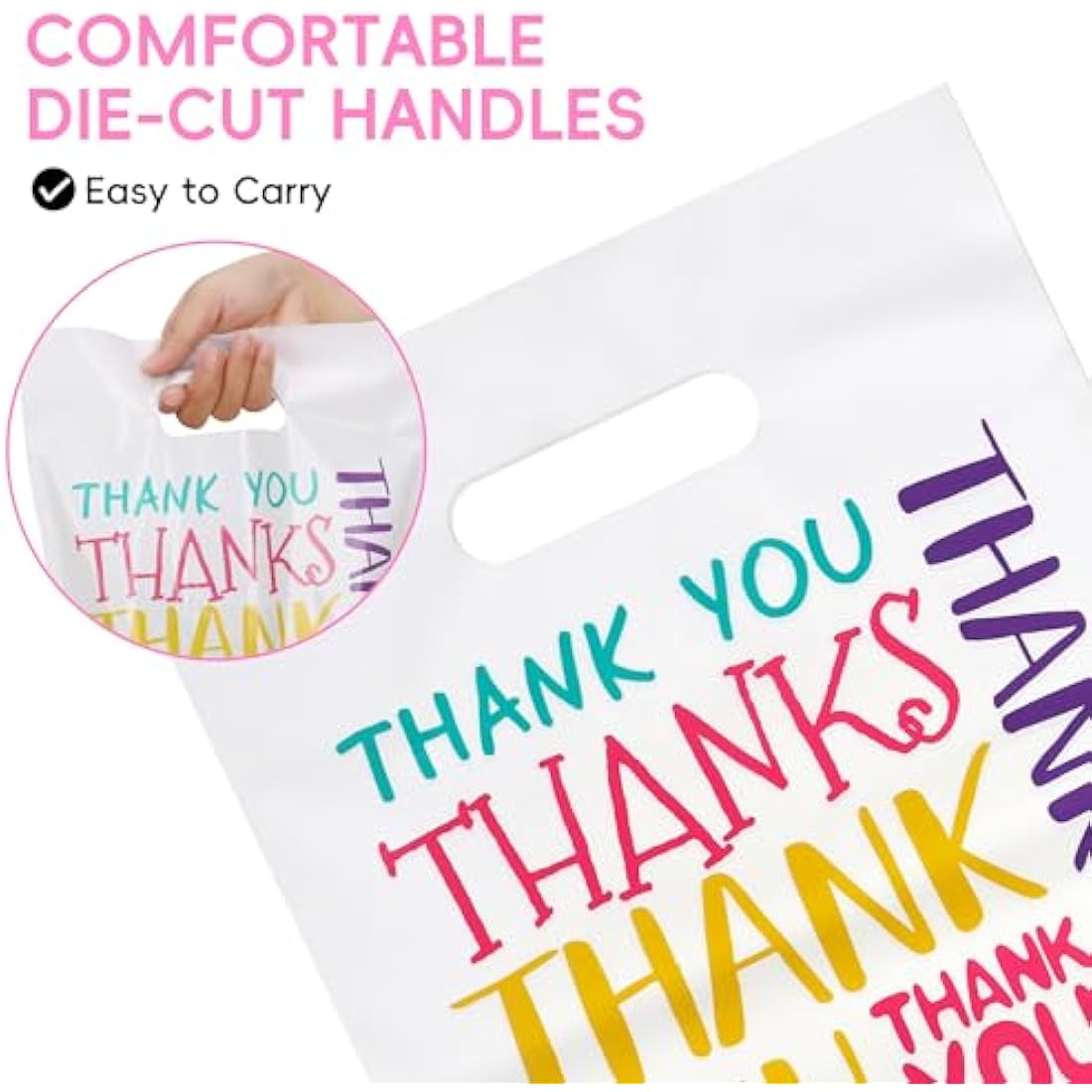 100 Pack Thank You Plastic Bags – 23x30cm Boutique Bags