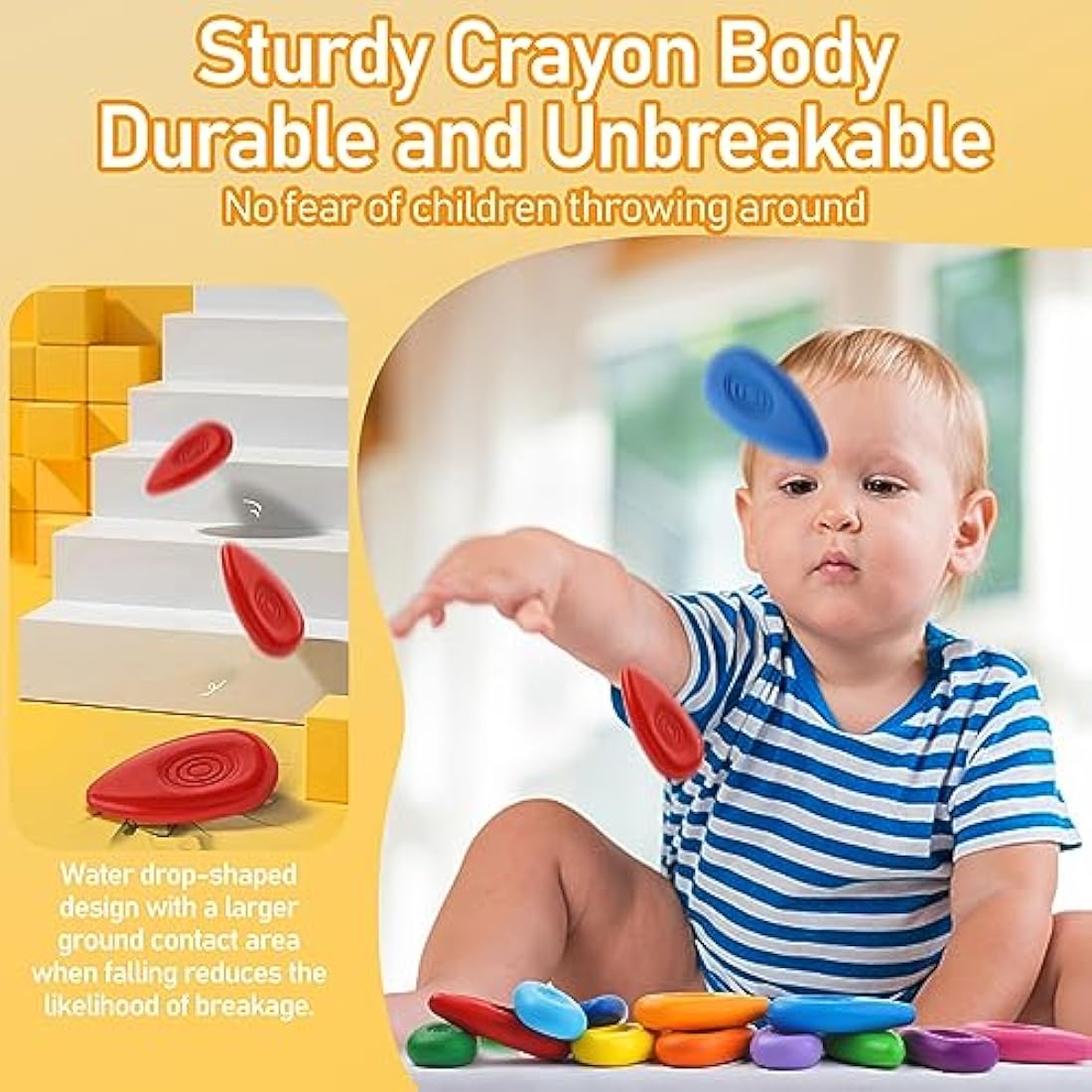 Jolof Store 24 Colors Toddler Crayons – Non-Toxic Washable Art Supplies