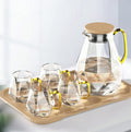 DUJUST Diamond Glass Water Jug Set – 6-Piece Borosilicate Pitcher with Tray