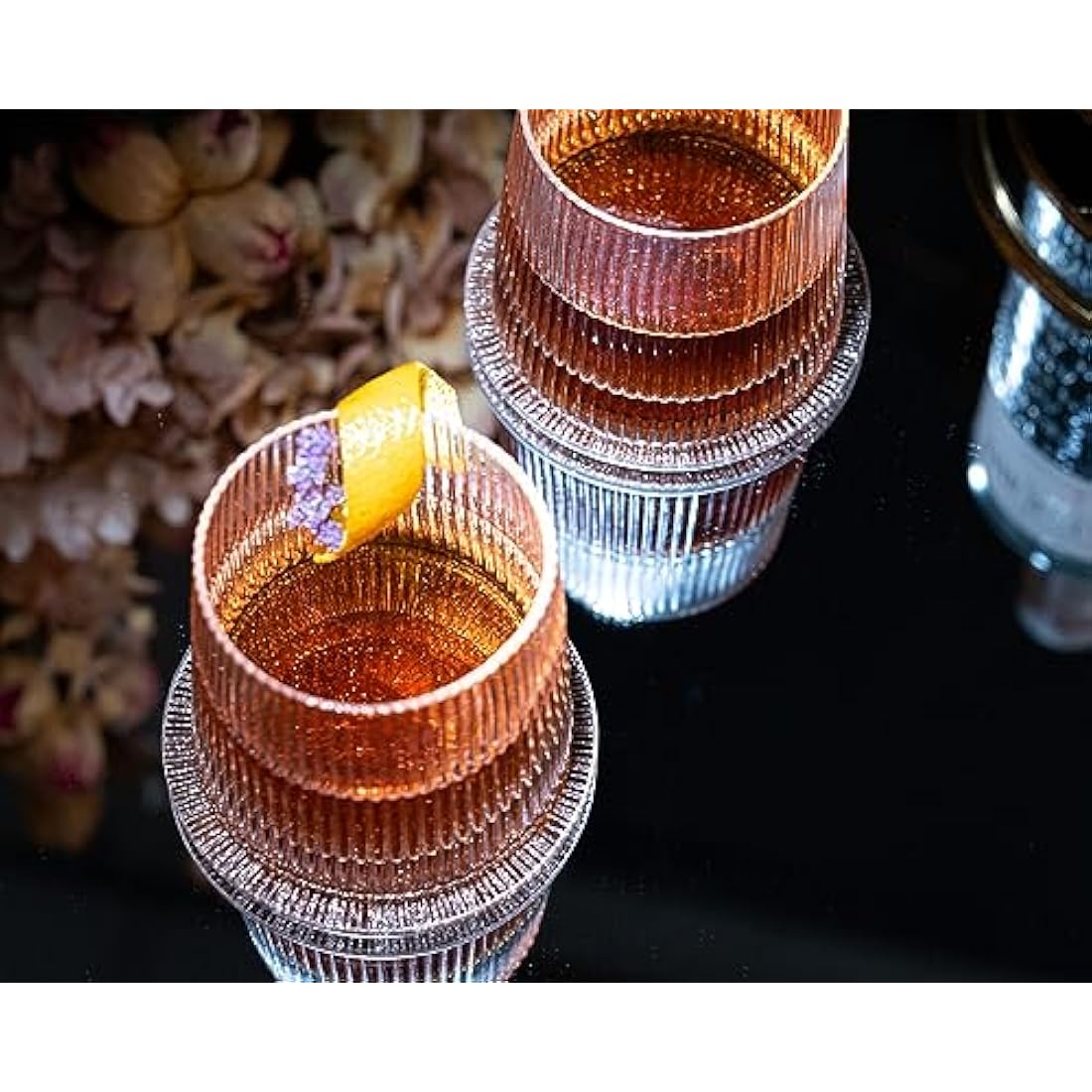 Art Deco Crystal Gin Tumbler Glasses - Set of 4 Short Lowball