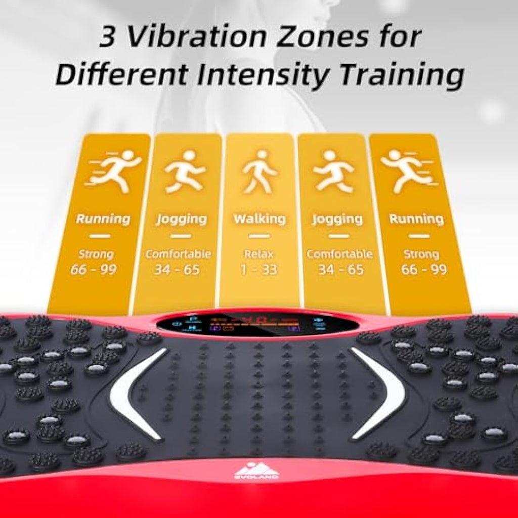 EVOLAND Vibration Plate Exercise Machine with Bluetooth & Resistance Bands