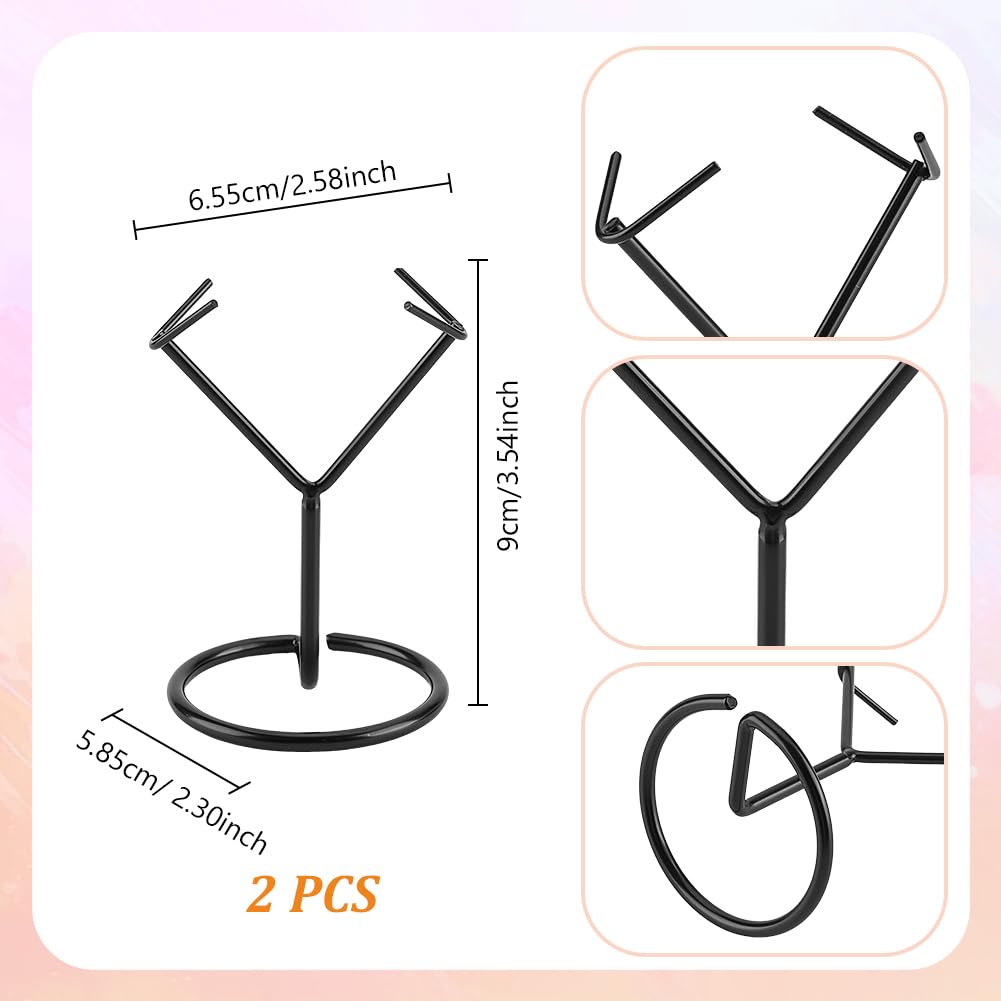 AHANDMAKER 2Pcs Rock Display Stand, Metal Crystal Display Holder Small Crystal Ball Holders for Gemstones Spheres Geodes Rocks Fossils Marbles Home - image 2
