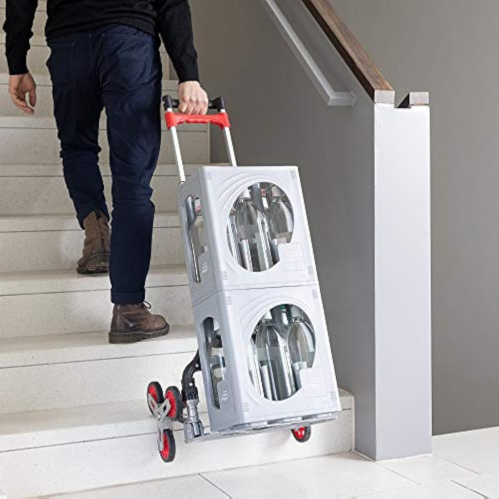 Navaris Stair Climbing Hand Trolley – Folding Aluminium Dolly Cart