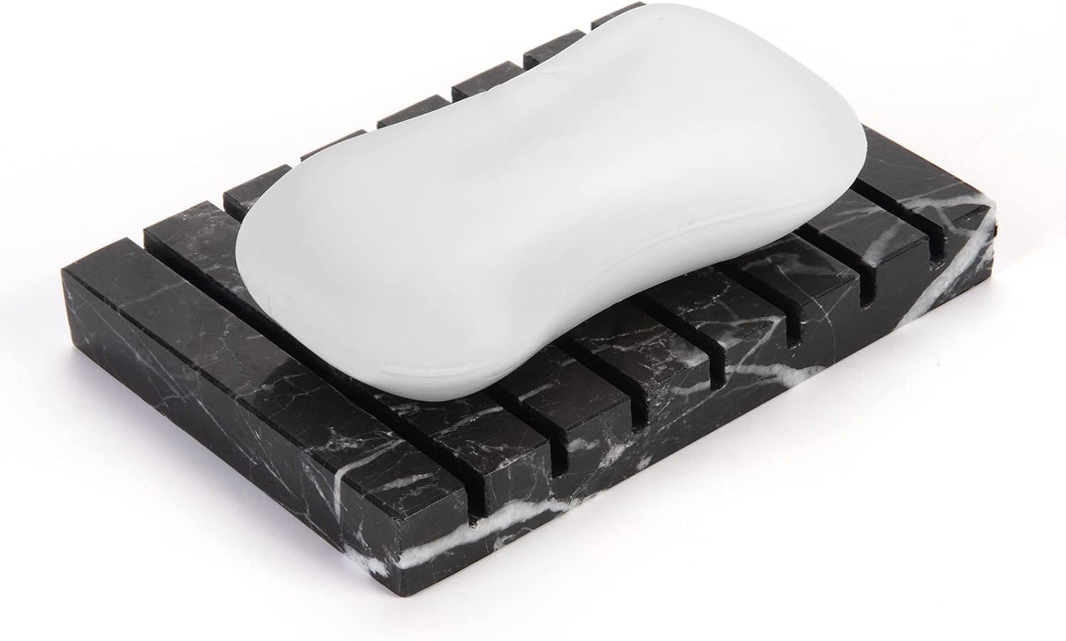 WORHE Marble Soap Dish – Natural Stone Self-Draining Tray for Bathroom