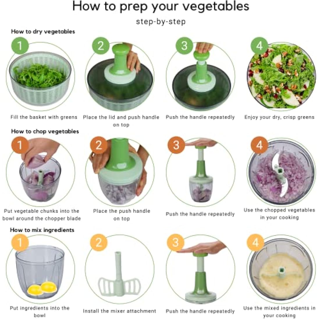 Brieftons Salad Spinner and Chopper – 6L Vegetable Washer and Dryer Set