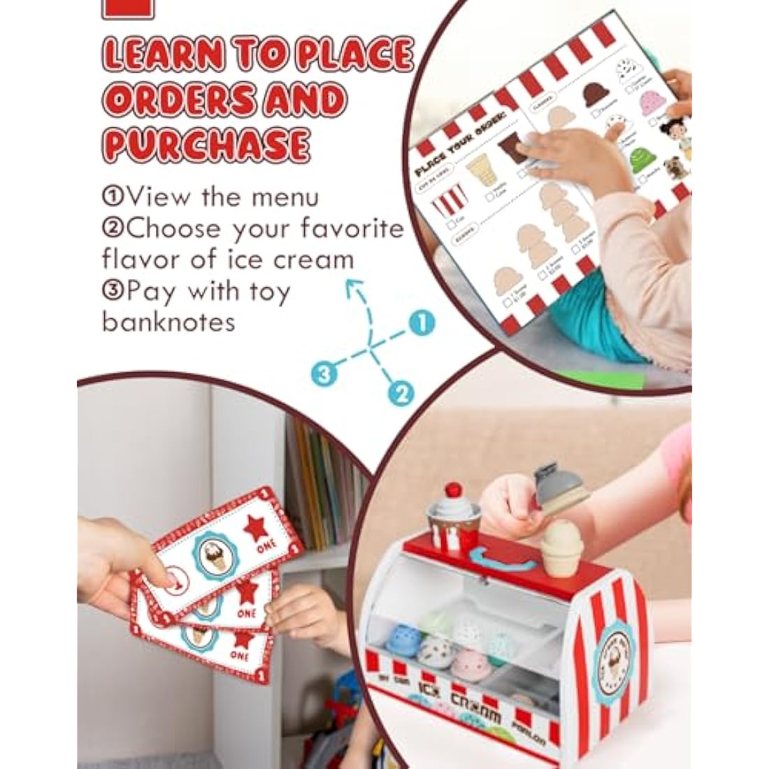 Lehoo Castle 28pcs Ice Cream Shop Play Food Set - Montessori STEM Toy