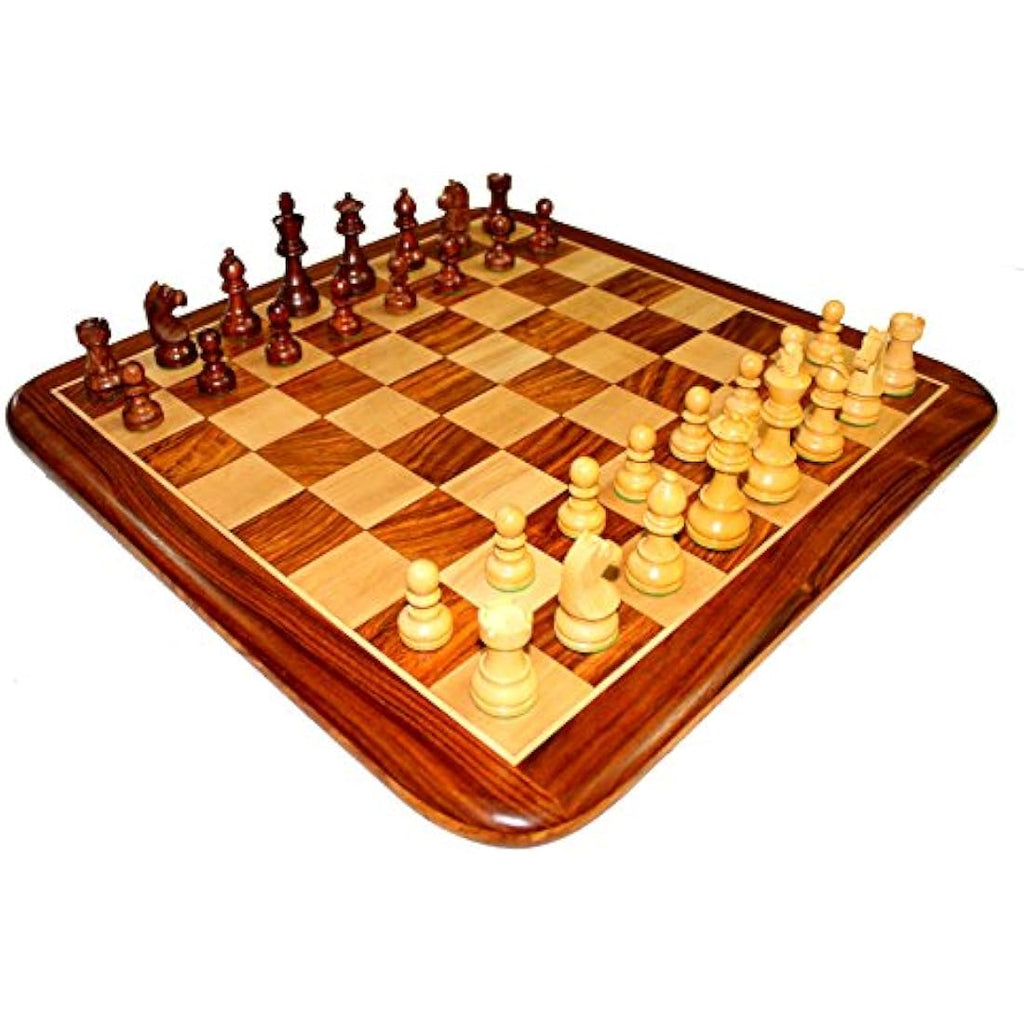 21" Acacia Wood Chess Set | Collectible Wooden Board Game