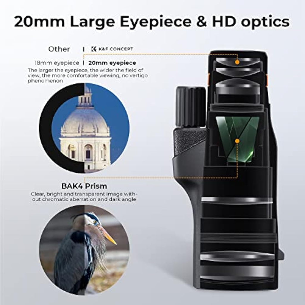 K&F Concept 12X50 High Power Monocular – IP66 Waterproof BAK4 Prism