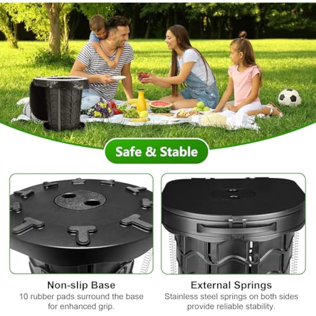 imodomio Portable Camping Toilet - Folding ABS Potty with Lid & Storage Bag