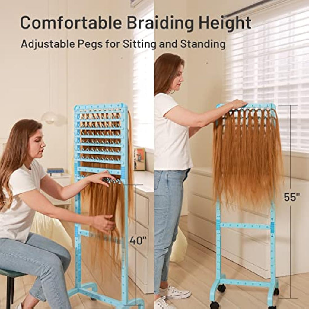 Yumkfoi 160 Pegs Braiding Hair Rack – Adjustable Double-Sided Stand