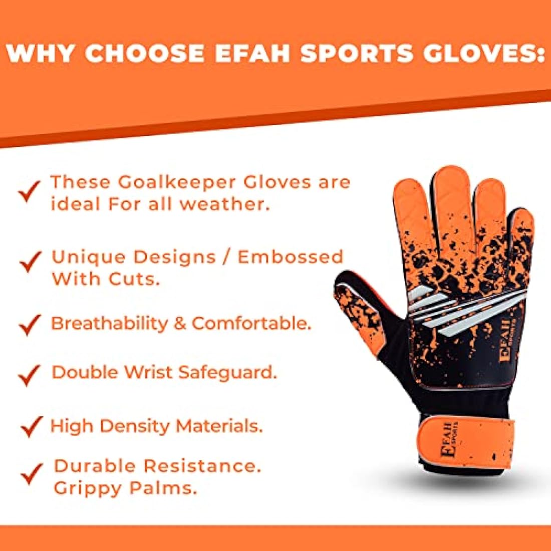 EFAH SPORTS Kids Soccer Goalkeeper Gloves – Youth Goalie Super Grip