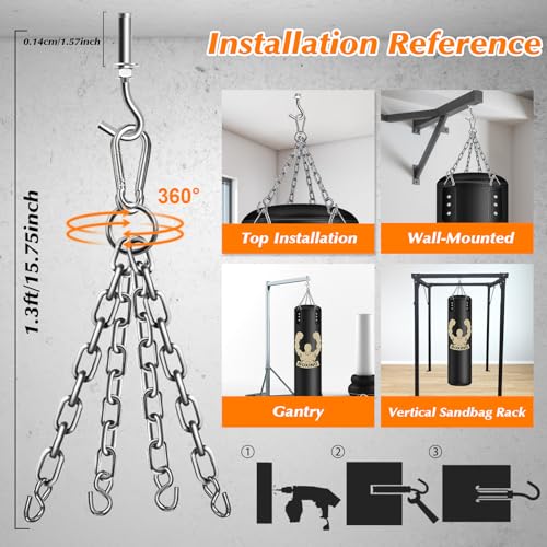 YORWHIN 4FT Heavy Punch Bag Set | Unfilled PU Leather MMA Training Kit