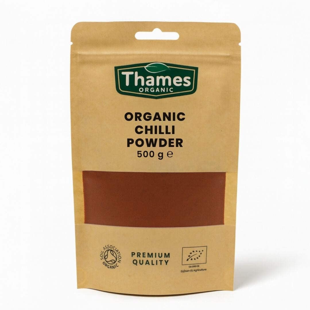 Organic Chilli Powder by Thames Organic – Non-GMO & Vegan Spice, 500g