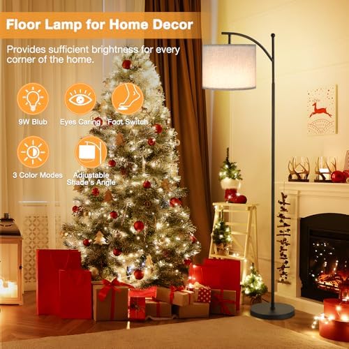 Aooshine 60" Modern Floor Lamp | 3 Color Temperatures | Grey Shade