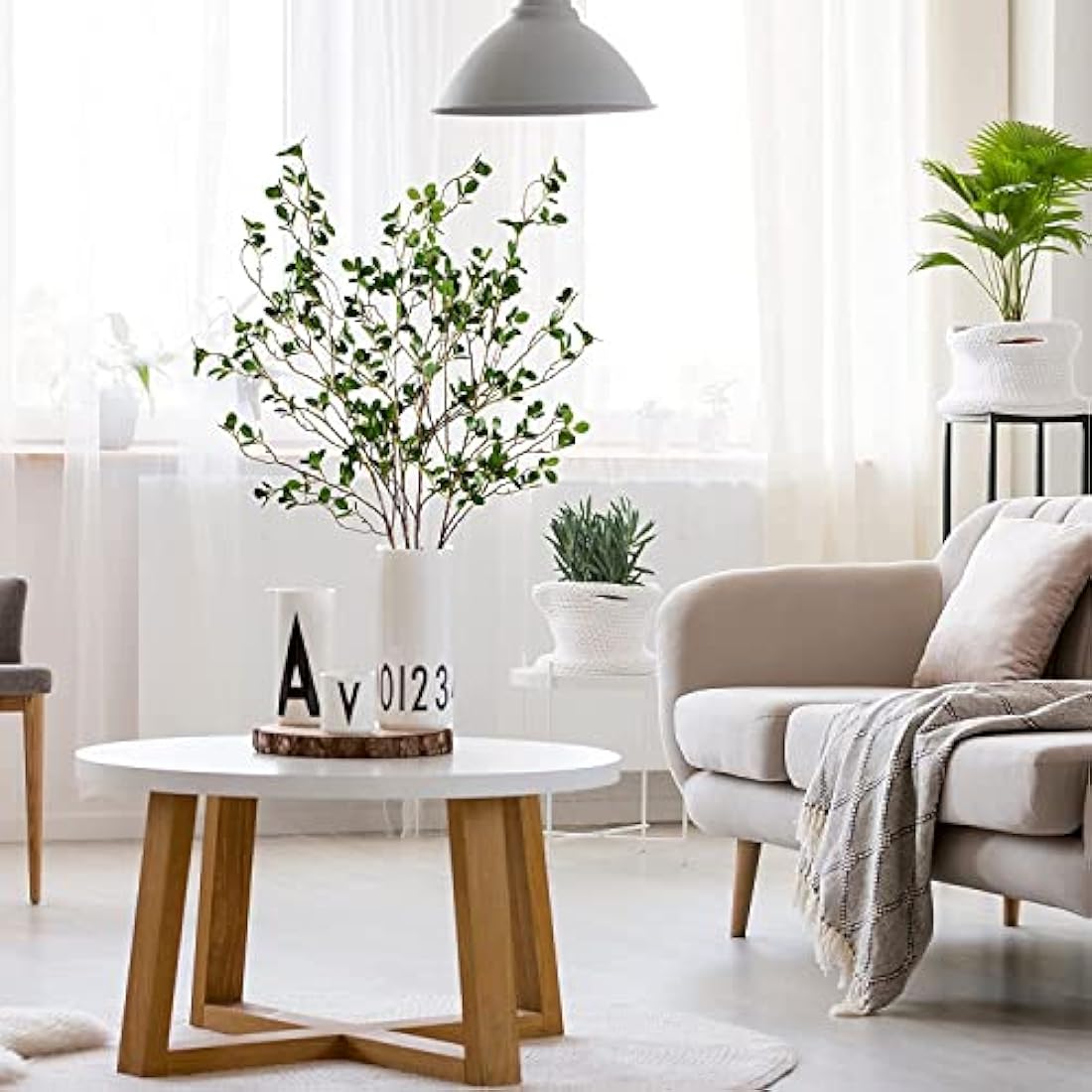 3Pcs Artificial Ficus Branches | 43.3in Faux Greenery Stems