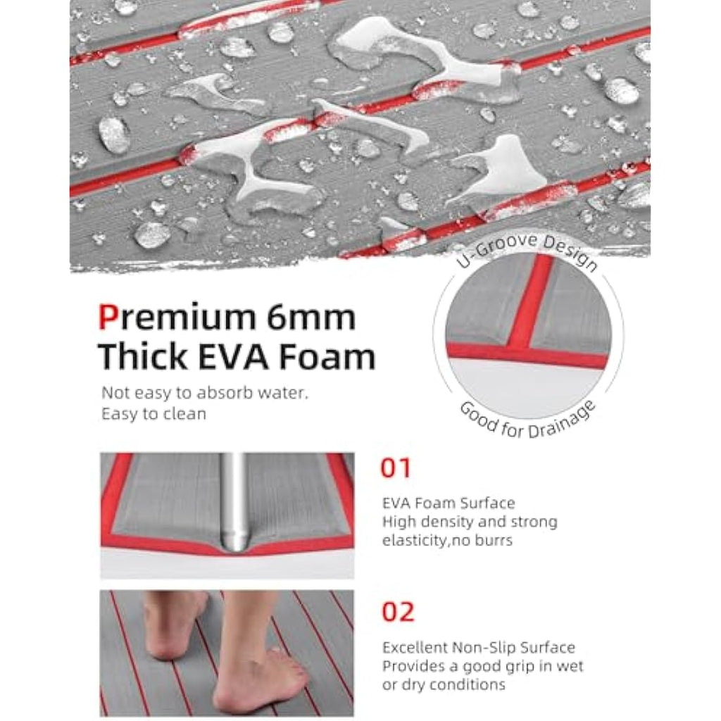 Abahub EVA Foam Boat Decking – Self-Adhesive Faux Teak Marine Flooring