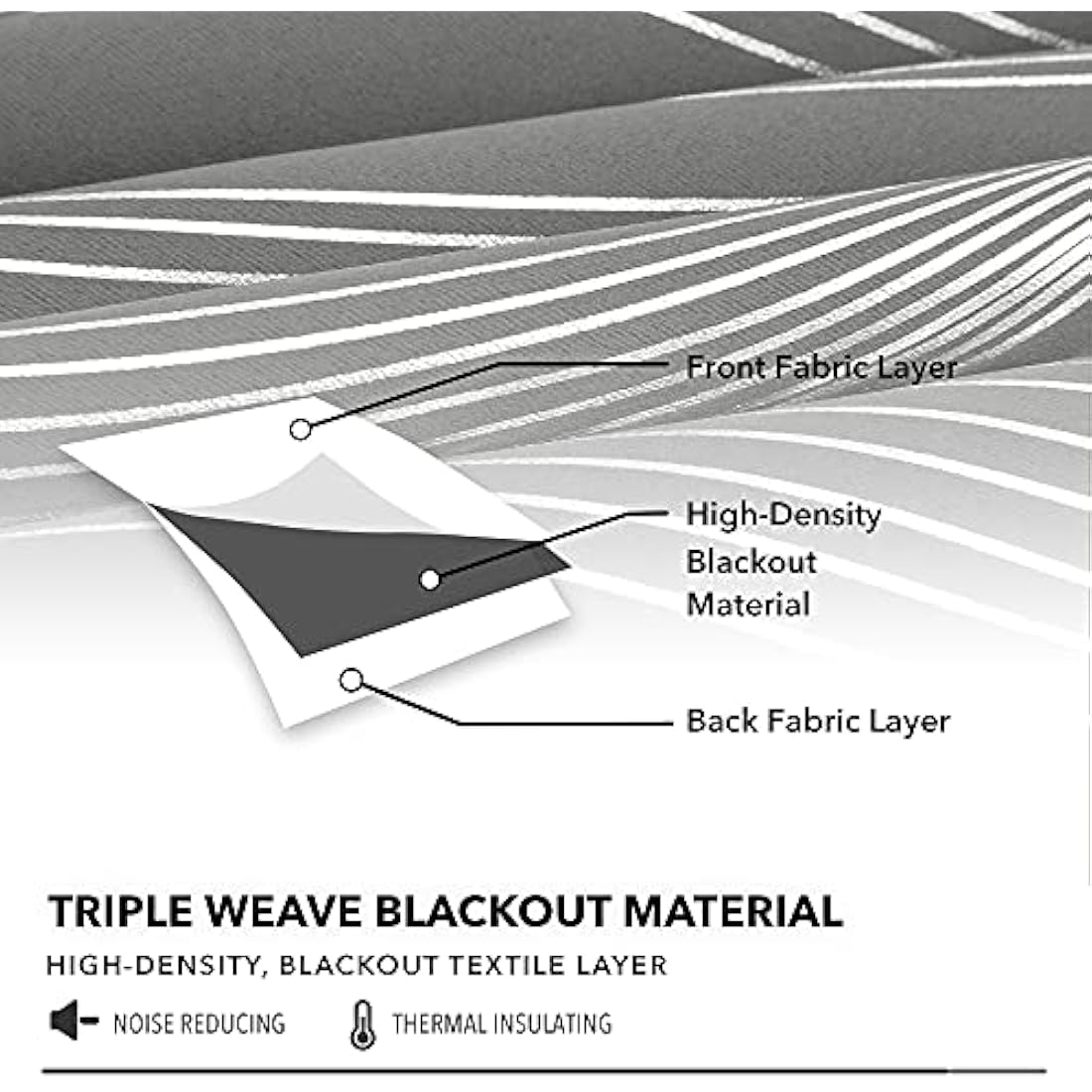 Deconovo Wave Foil Blackout Curtains – Thermal Insulated Grey 2 Panels