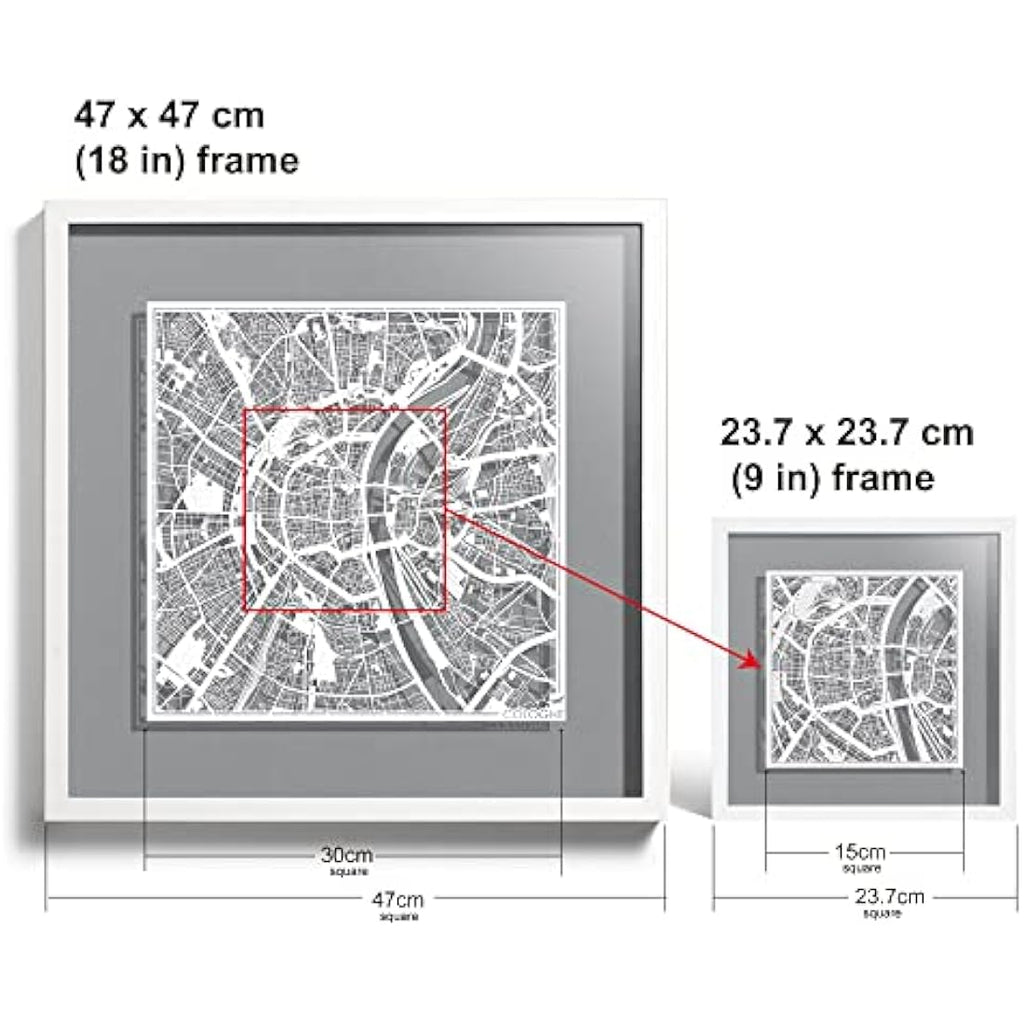 O3 Design Studio Cologne Marco de Papel para Mapas | White 9x9"
