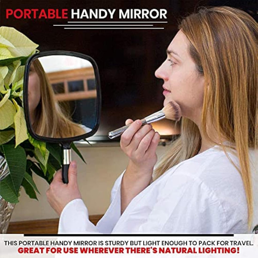 Mirrorvana Large Handheld Mirror with Handle - Black 5-Pack Bulk Set