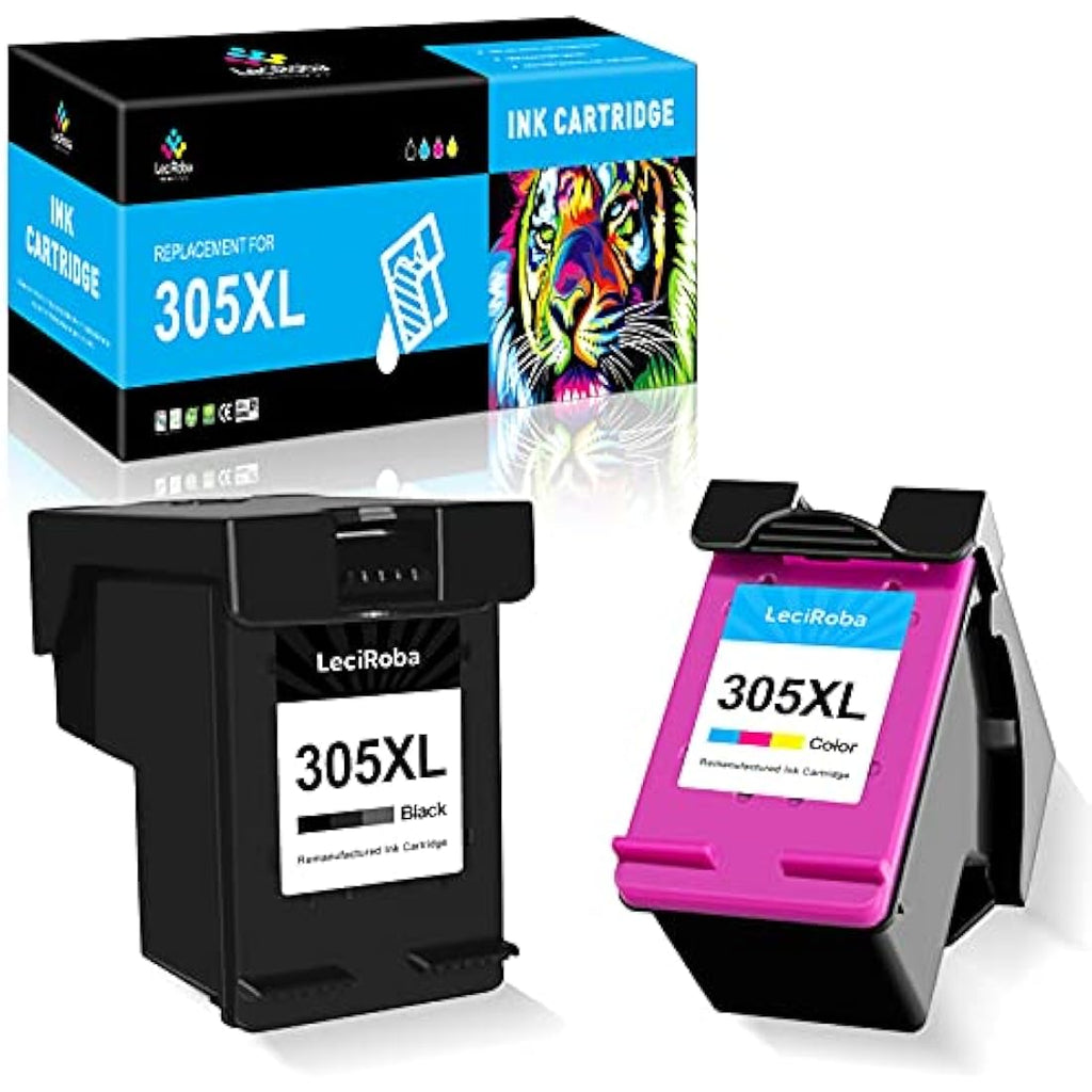LeciRoba 305XL Ink Cartridges for HP DeskJet & Envy | Remanufactured 2-Pack