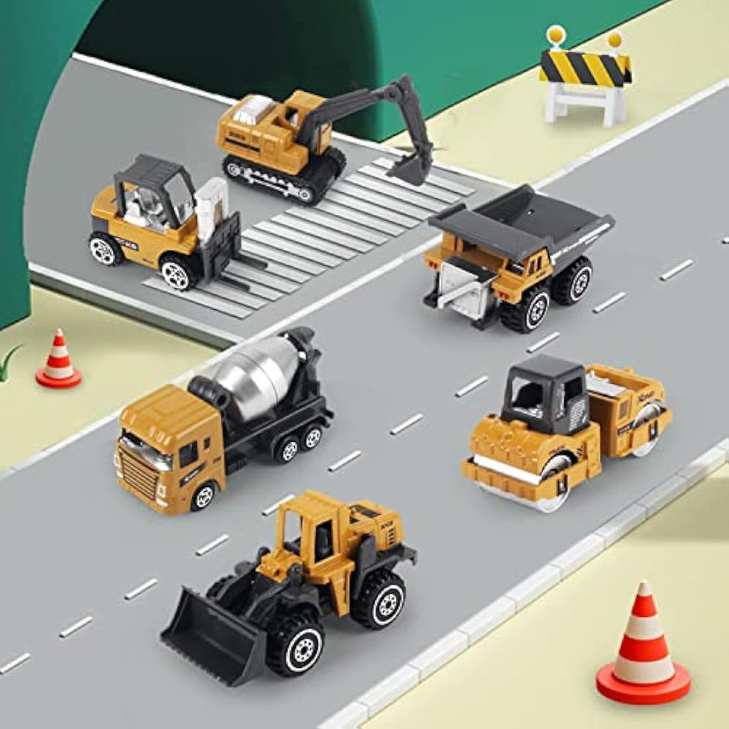 6-Pack Diecast Construction Vehicle Toy Set for Boys