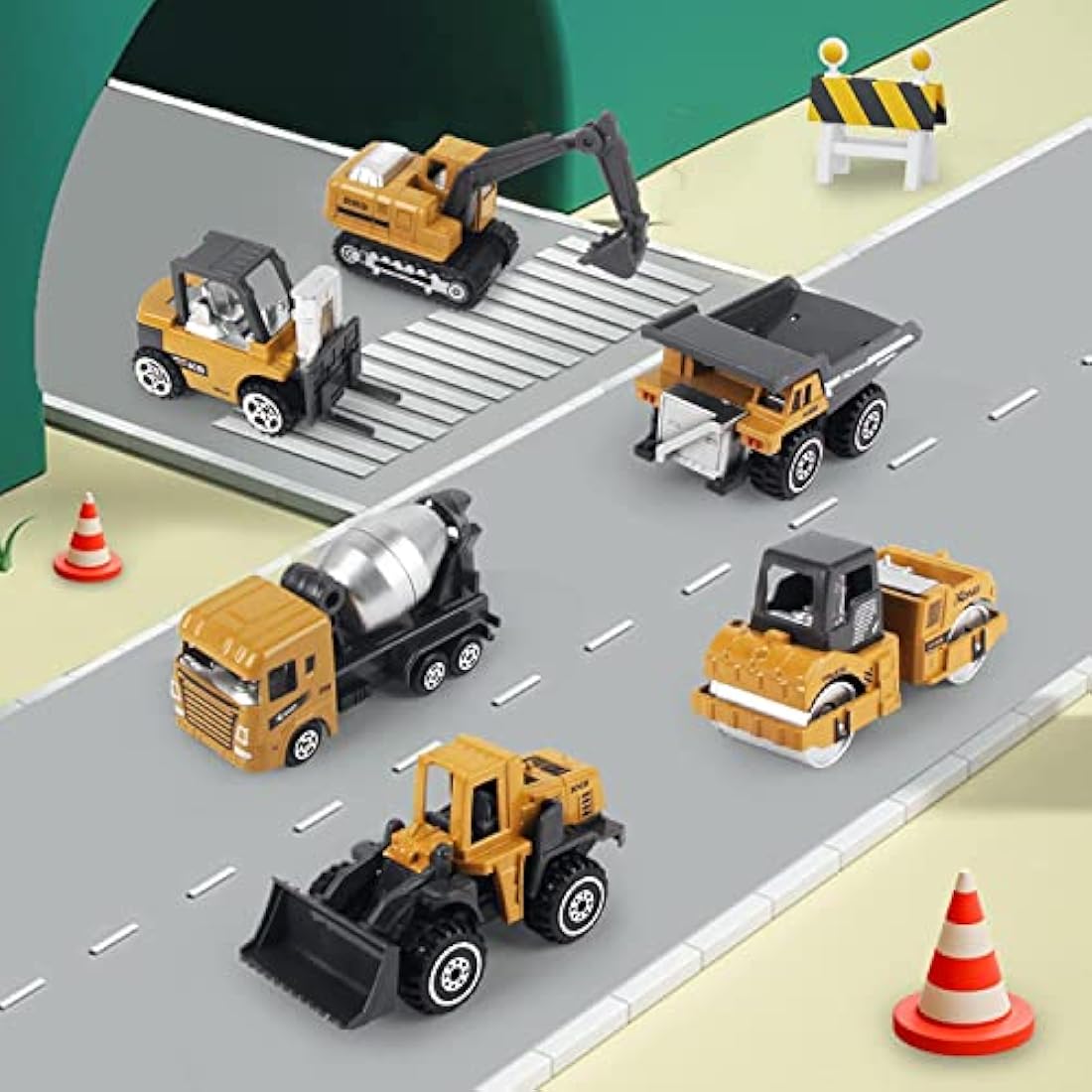 6-Pack Diecast Construction Vehicle Toy Set for Boys