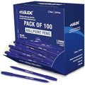Eziglide Blue Ballpoint Pens - 100-Pack Medium Point (1.0mm) Set