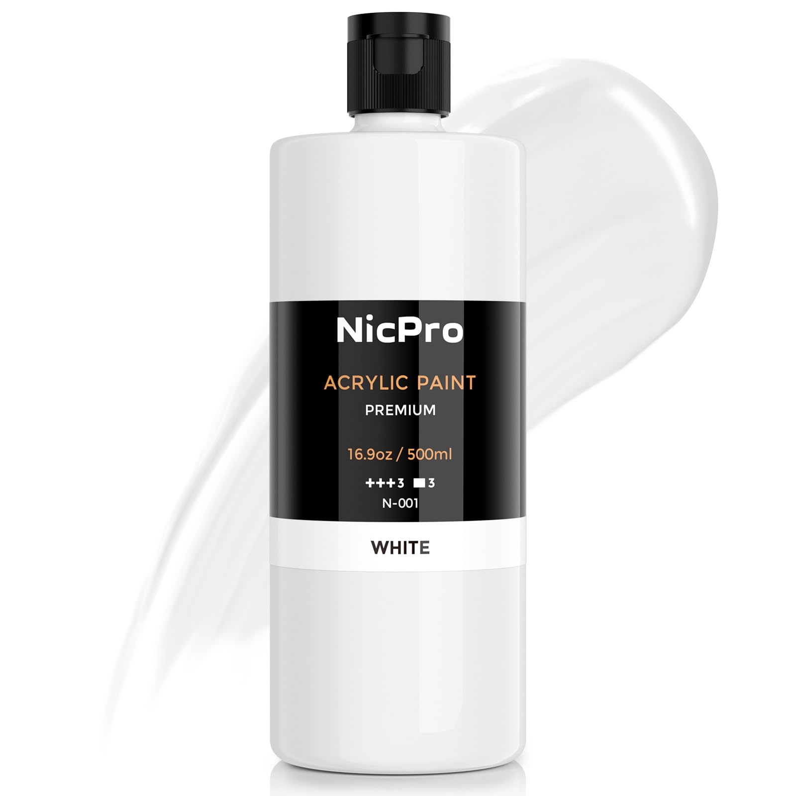 Nicpro White Acrylic Paint – 16.9 oz Non-Toxic Matte Craft Paint