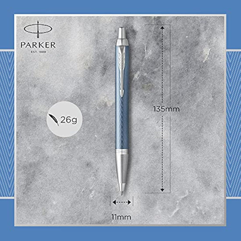 Parker IM Ballpoint Pen – Blue Grey with Chrome Trim, Medium Point