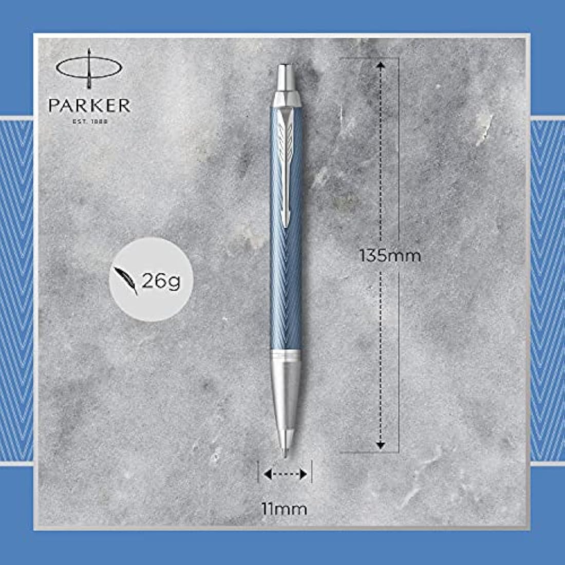 Parker IM Ballpoint Pen – Blue Grey with Chrome Trim, Medium Point