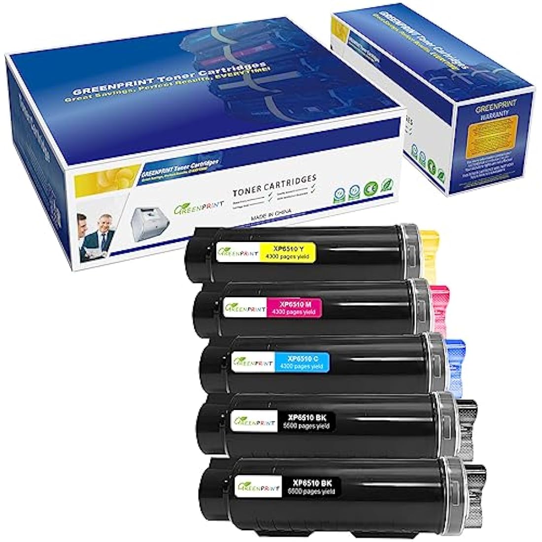 GREENPRNT 5-Pack Compatible Toner for Xerox Phaser 6510 WorkCentre 6515