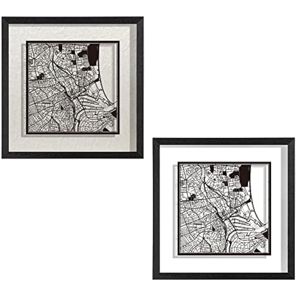 O3 Design Studio Aberdeen Paper Cut Map | Framed Wall Art Decor