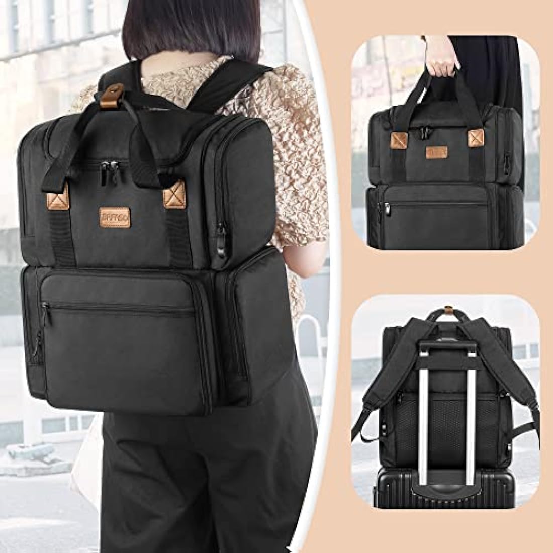 BAFASO Makeup Backpack - Travel Cosmetic Bag with 3 Removable Pouches