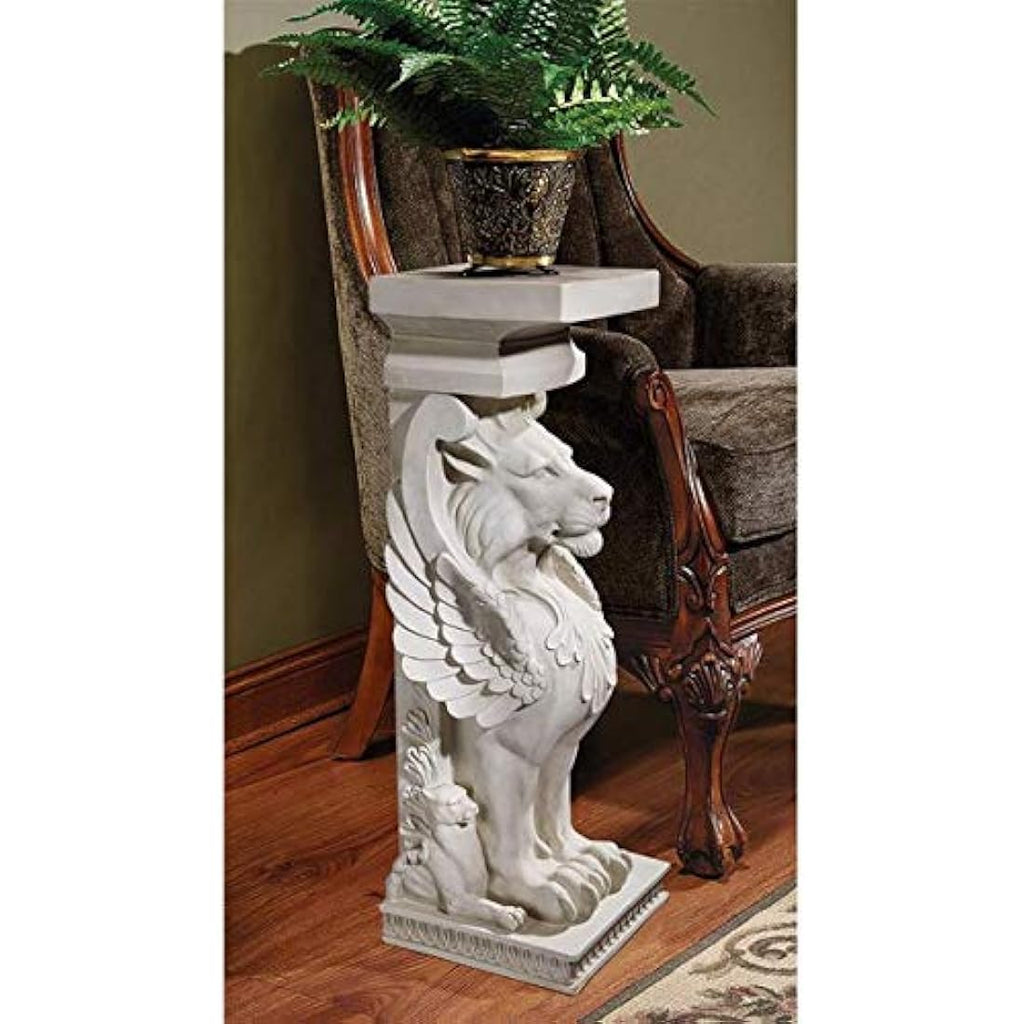 Design Toscano Winged Lion Roman Pedestal Plant Stand - Antique Stone