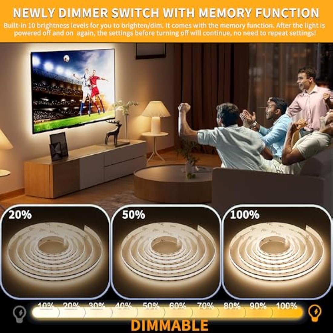 PAUTIX USB COB LED Strip | 4000K Natural White 2M Dimmable Tape Light
