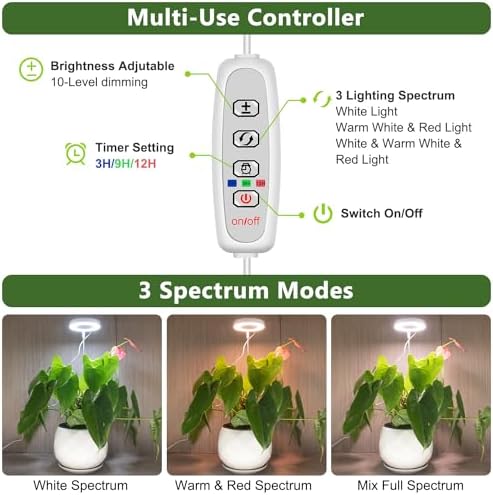 Kullsinss Full Spectrum LED Grow Lights for Indoor Plants | 2-Pack Halo Lamp