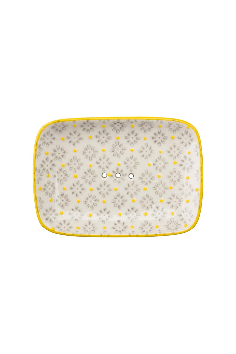 Yellow Ceramic Soap Dish – Handmade Stoneware with Drainage